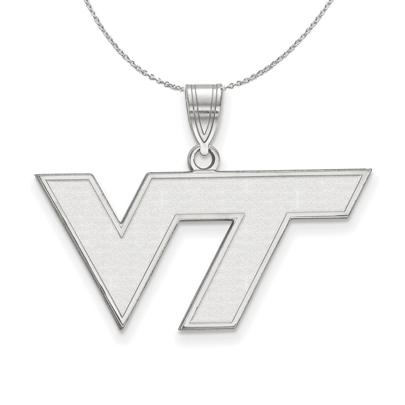 Sterling Silver Virginia Tech Medium 'Vt' Pendant Necklace - 16 Inch